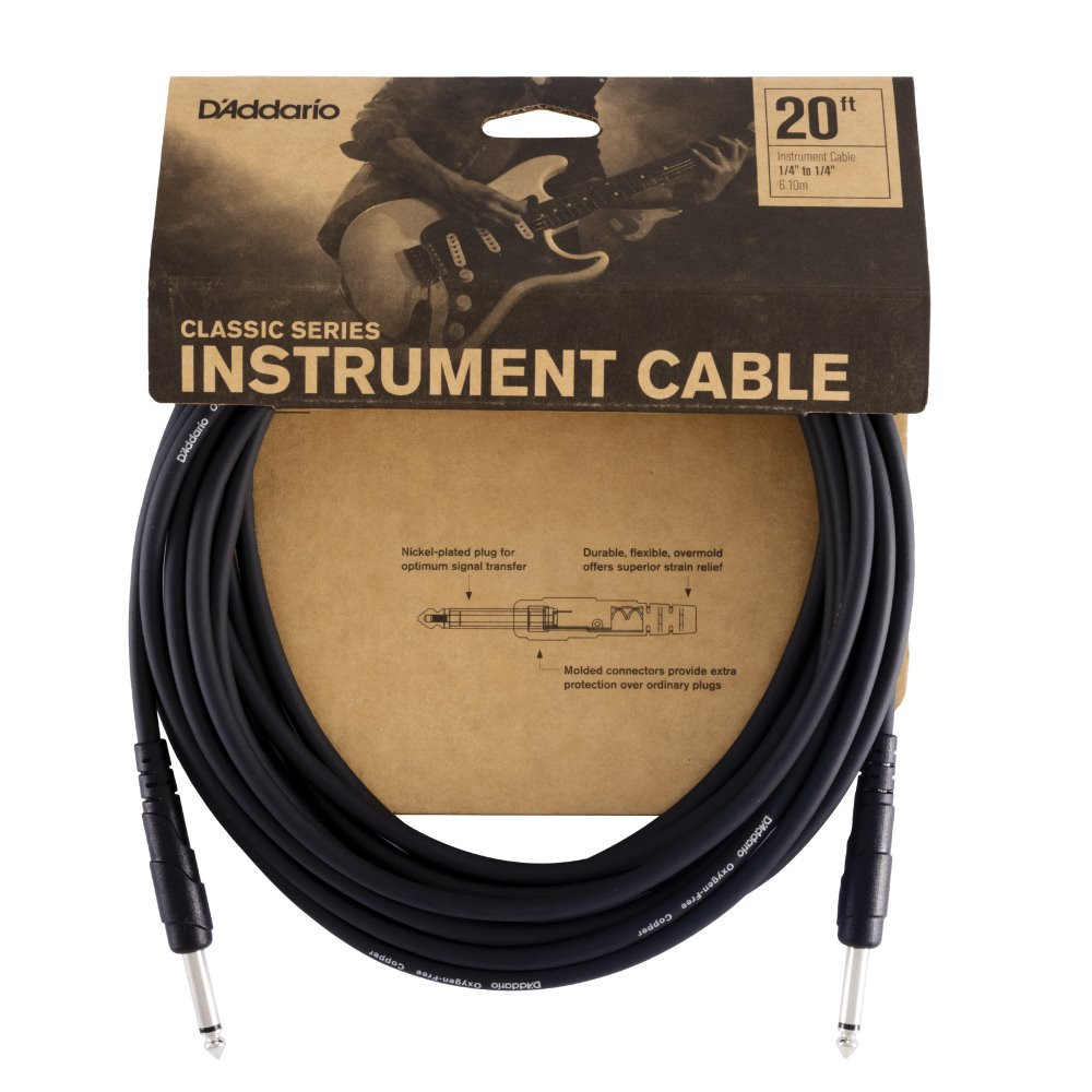 D'Addario Classic câble jacks 1/4" droits 6m