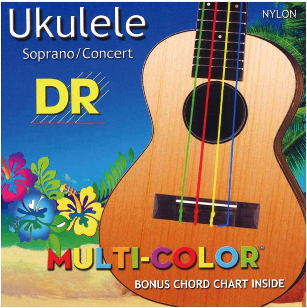 DR Corde Nylon Ukulélé Soprano ou concert multi-color