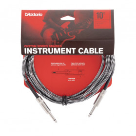 D'Addario Câble Jack 3m Custom Series tressé gris