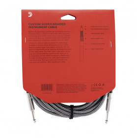 D'Addario Câble Jack 6m Custom Series tressé gris
