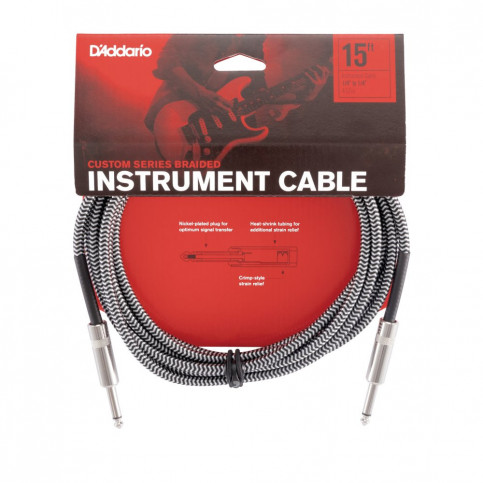 D'Addario Câble Jack 4.5 m Custom Series tressé gris D'Addario Câble Jack 4.5 m Custom Series tressé gris