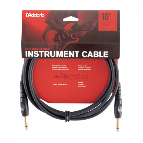 D'Addario Câble Jack 3m Custom Series D'Addario Câble Jack 3m Custom Series
