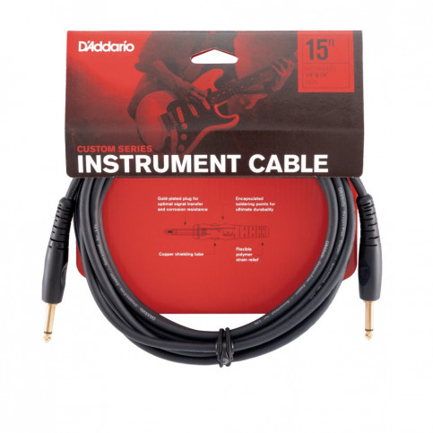 D'Addario Câble Jack 4.6 m Custom Series D'Addario Câble Jack 4.6 m Custom Series