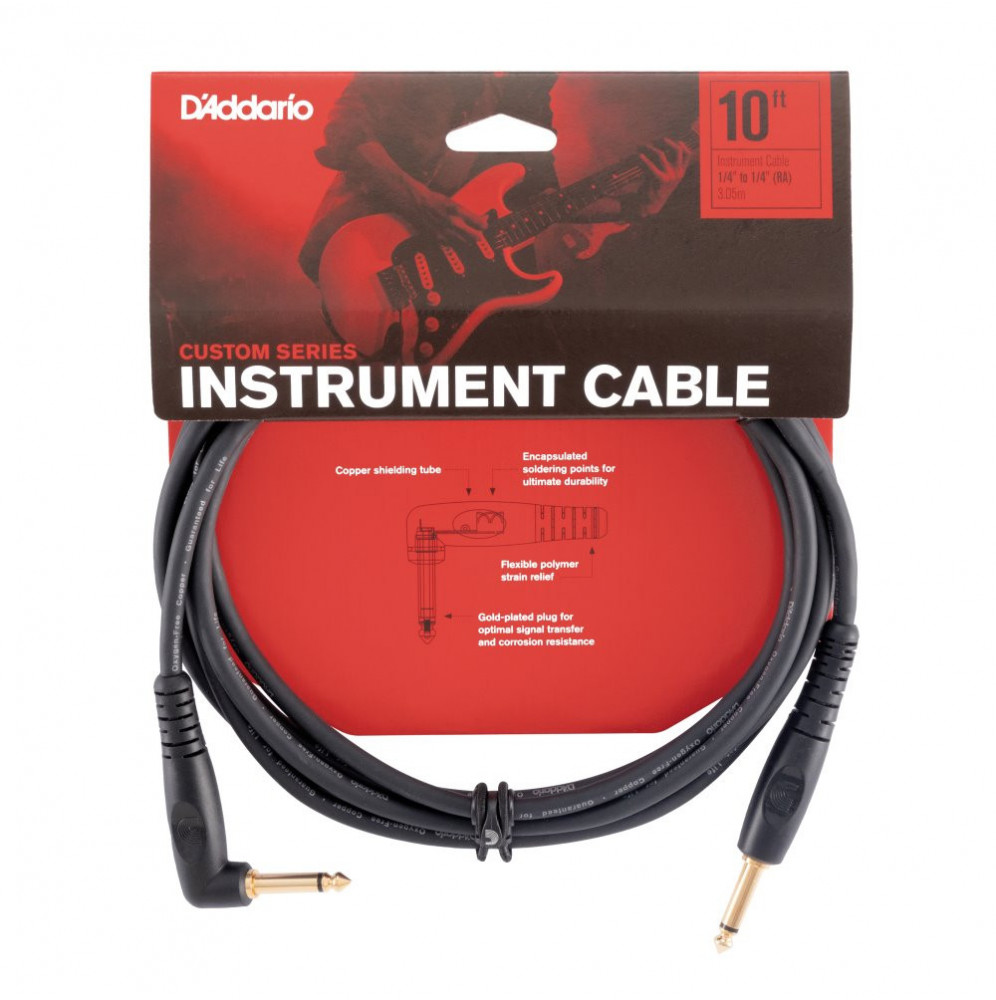 D'Addario Câble Jack  3m Custom Series coudé